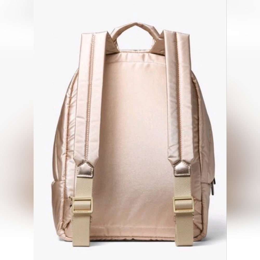 MICHAEL KORS Rae Medium Quilted Rose Gold Metallic Cotton Blend Backpack SEALED - Picture 3 of 9